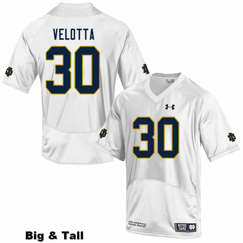 Men's NCAA Notre Dame Fighting Irish #30 Chris Velotta Stitched College Under Armour Authentic White Big & Tall Football Jersey AB10R88IQ